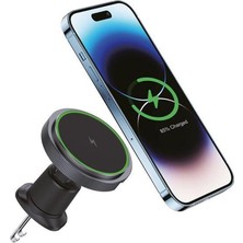 Ahes Magnetic 15W Kablosuz Araç Içi Cep Telefonu Şarj 2in1 Telefon Tutucu ve Şarj Araç Universal Model Uyumlu Havalandırma ve Izgarasına Montaj Mıknatıs Tasarım D12 (D12)