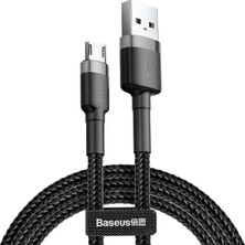 Ahes Cafule Serisi, Şarj & Data Aktarım Kablosu, Gri - Siyah, 1 M, 2.4 A, USB Type A & Micro USB