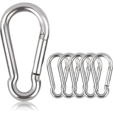 Ahes Alaşım Çelik, Anahtarlık, Karabina Kanca, 80 mm x Φ8 Mm, 250 Kg'a Kadar Taşıma Kapasitesi, Galvanizli (6 Adet)