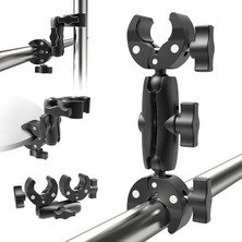 Ahes Çift Başlı Superclamp Gidon Montaj, 360­° Ayarlanabilir, Çok Yönlü Kullanım, Crab Claw Kelepçe Montaj Aparatı