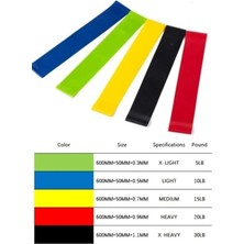 Ahes Plates Fitness Direnç Lastiği 5'li Set Kas Germe ve Jimnastik Seti Evde Spor Lastiği