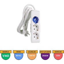 Ahes Multi-Let 3lü Topraklı Kablolu Ç.k 3mt Priz, Beyaz