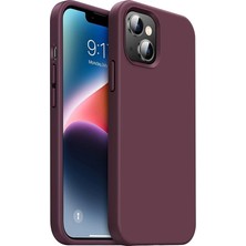 Ahes Giyim & Aksesuar Apple iPhone 13/14 ile Uyumlu Içi Kadife Dışı Mat Yapıya Sahip Koruma Sağlayan Lansman Silikon Kılıf (Bordo)