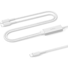 Ahes Boostcharge Pro 2’si 1 Arada 140 W Usb-C - Usb-C Şarj Kablosu, Örgülü Çift Şarj Kablosu, Akıllı Güç Paylaşımı ile Hızlı Şarj, Macbook, Iphone, Ipad, Samsung, Pixel ve Daha Fazlası Için, Beyaz