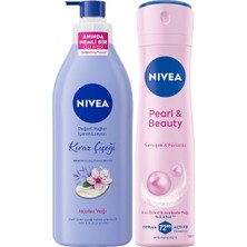 Ahes Değerli Yağlar Içeren Vücut Losyonu Kiraz Çiçeği & Jojoba Yağı, 400 ml + Nıvea Kadın Sprey Deodorant Pearl&beauty 150 ml