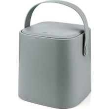 Ahes Tutma Saplı Iç Kovalı Tezgah Üstü Mutfak Çöp Kovası, 4 Litre, Kilitli Kapak, Click Kapak, 20X20X22 Cm, Gri