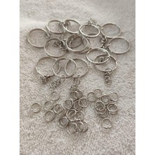 Ahes mm Anahtarlık Halkası ve 8 mm Montaj Halkası - 50'şer Adet (Toplam 100 Parça) - Gümüş Renk Metal Takı ve Anahtarlık Yapımı Için Uygun