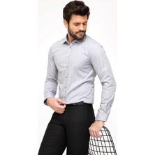 Cacharel Gri Slim Fit Uzun Kollu Gömlek