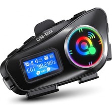 Ahes Motosiklet Kask Intercom Seti, LCD Ekranlı & Hafıza Kartlı Kask Içi Bluetooth Kulaklık, Müzik Paylaşımı Fm Radyo, Çift Çekirdek Gürültü Azaltma, Sert Mikrofon, Siyah