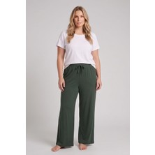 Morro Kadın Büyük Beden Beli Lastikli Bağcıklı Bol Paça Rahat Kesim Pijama Altı