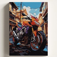 Ahes Boyama Tuval Hobi Seti, Ktmotor Temalı Fırça ve Boya Dahil Set (Çıtalı) 40X50 Cm, Kendin Yap Sayılarla Tuval Boya Kiti (Kasnaklı)