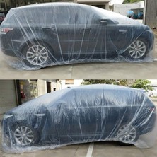 Ahes Store Su Geçirmez Araç Örtüsü, Dış Mekan, Garaj, Şeffaf Plastik, Yağmur, Toz, Kuş Pisliği Evrensel, Araç Koruma Kılıfı, Depolama, Araç Brandası Lastikli, 3.5 x 6 Metre