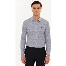 Cacharel Lacivert Slim Fit Uzun Kollu Gömlek