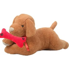 Ahes Ağzında Kemiği ile Peluş Yumuşacık Sevimli Köpek, Uyku ve Oyun Arkadaşı - 80 cm