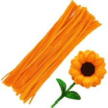 Ahes 25'li Turuncu Renkli Şönil, Eğitici Şönil Seti, Tüylü Tel, 30 Cm, Peluş Tel