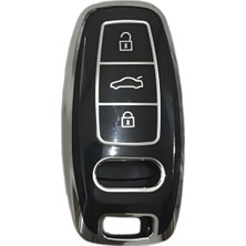 Ahes Keys Lüks Audi Anahtar Kılıfı, A3 2021-2022, A6L, A7, A8, Q8, E-Tron, C8, D5 Modelleri Için, Siyah Gümüş Nano Kaplama