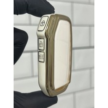 Ahes Keys Lüx Kia Sportage Soul Sorento Ceed Niro 3 Buton Smart Nano Anahtar Kılıfı Beyaz Gold Altın Renk