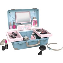 Ahes -Smoby 7600320148 Taşınabilir Çocuklar Güzellik Vanity Rol Oyun Kılıfı ile 13 Aksesuarları, Mavi
