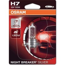Ahes H7 Night Breaker Silver Far Ampulü, 12V 55W,%100 Daha Fazla Işık, 130M Mesafe
