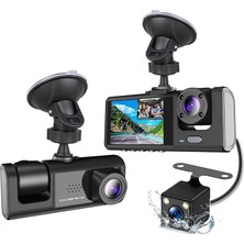 Ahes A98 Balckbox Dvr Wifi Full Hd 1080P 3 Kameralı Araç Içi Güvenlik Kamerası + Park Modu Kablosu Ön-Arka-Iç Kayıt, Dashcam