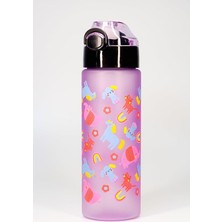Ahes Su Matarası Tritan Pipetli Su Şişesi Unicorn Okul Suluğu Pipetli Bpa'sız 550 ml Mor T0101