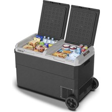 Ahes MCD95D 12/24VOLT 95 Litre Kompresörlü Çift Bölmeli Tekerlekli Outdoor Oto Buzdolabı/dondurucu