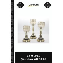Carlburn Özel Üretim Dekoratif Mumluk Salon Ev Şık Aksesuar Modern Tasarım Cam 3'lü Şamdan ALK3176