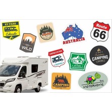 Ahes ve Kamp Araçlarına Özel Sticker Çıkartma Seti 8 Parça