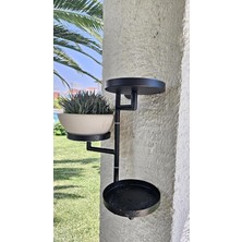 Ahes 3 Katlı Metal Saksılık, 180° Dönebilen Kollu, Duvara Monte, Siyah, 45 cm Yükseklik, 46 cm Genişlik, Uv Dayanıklı