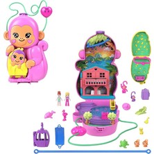 Ahes Pocket Evcil Hayvanlar ve 13 Aksesuarlı Bebekler ve Oyun Seti, 2'si 1 Arada Momma Maymun ve Bebek Giyilebilir Çanta ve Hayvan Oyuncağı