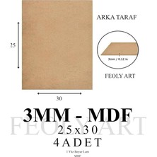 Ahes mm 25X30 Mdf Plaka (4 Adet) - Hobi, Maket, Ahşap El Sanatları Için Uygun (4`lü Paket)