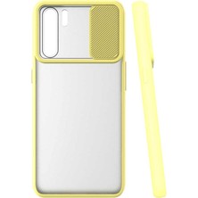 Ahes Oppo Reno 3 ile Uyumlu Silikon Mat Renkli Kamera Lens Korumalı Kılıf, Sarı