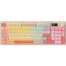Ahes Kb-85 Sılent Pro Kablosuz Bej/pembe/turuncu Sessiz Rgb Wireless 2.4ghz + Bt Q Membrane Oyuncu Klavyesi