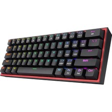 Ahes K617-RGB 16,8 Milyon Rgb Aydınlatma, Red Switch Fizz%60 Q Türkçe Kablolu Mekanik Oyuncu Klavyesi Siyah