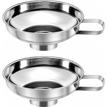 Ahes Paslanmaz Çelik Huni, Saplı Geniş Ağızlı Mutfak Hunisi, Kavanoz ve Şişe Dolum Aparatı, Yağ, Bal, Sos, Un ve Bakliyat Için Çok Amaçlı Metal Huni, Hun-01 (2 Adet)