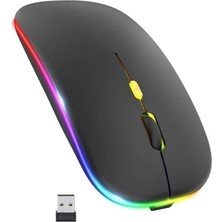Ahes Mouse Şarjlı Wireless + Bluetooth ve Dpı Ayarlı Rgb Aydınlatma Işıklı ve Işıksız Kullanımlı Kablosuz Mouse