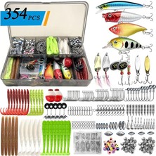 Ahes 354 Parça Balık Olta Iğne Yem Seti Rapala Kurşun Iğne Silikon Kaşık Çantalı Komple Set