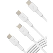 Ahes Usb-C - Usb-C Kablosu (1m/3.3ft), iPhone 15, iPhone 15 Pro, iPhone 15 Pro Max, iPhone 15 Plus, Galaxy S23, S22, Not, Piksel, iPad Pro, Usb-C Kablosu Için Usb-C Hızlı Şarj Kablosu - Beyaz (2'li