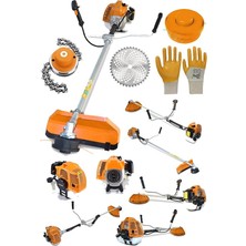 Ahes Alman T-9100 Yan Tipi Benzinli Motorlu Çalı Çim Ot Biçme Tırpanı Makinesi + Canavar Başlık