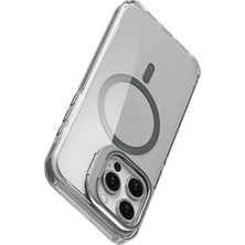 Ahes iPhone 15 Pro Max Için Magsafe ile Uyumlu Luxo Serisi Yüksek Kalite Kılıf Ultra Şeffaf Görünüm ve Standlı Ergonomik Tasarım (Natural Titanyum, 15 Pro Max)