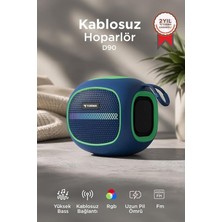 Ahes Hoparlör Taşınabilir Kablosuz Speaker Fm Radyo USB Tf Kart 5W D90 Mavi