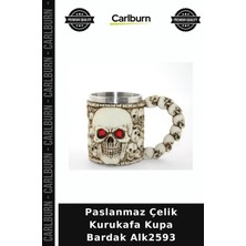 Carlburn Özel Üretim Gotik Hediyelik Tasarım Mutfak Paslanmaz Çelik Kurukafa Kupa Bardak ALK2593