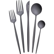 Ahes Orion Black 30 Parça 6 Kişilik Çatal Kaşık Bıçak Seti