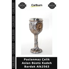 Carlburn Özel Üretim Metal Dekoratif Hediyelik Bar Paslanmaz Çelik Aslan Büstü Kadeh Bardak ALK2563