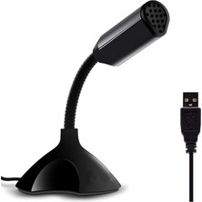 Ahes Masaüstü, Laptop ve Notebook Bilgisayarlar Için Tak Çalıştır USB Girişli 13CM Masaüstü Mini Mikrofon Siyah - M308