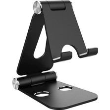 Ahes Tok Alüminyum Stand Çok Işlevli Döner Tablet Pc Akıllı Telefon Standı Mini Boy Masaüstü Stand Katlanabilir Cep Telefonu Evrensel Telefon Tutucu L9688 Siyah