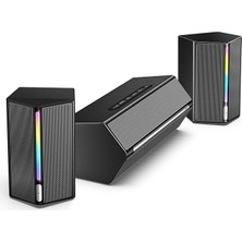 Ahes Ampligame A22 Rgb Gaming Hoparlör - Subwoofer'lı Pc Ses Sistemi - 3.5mm Aux Girişli - Masaüstü ve Tv Uyumlu