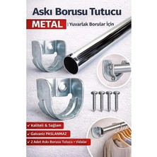 Ahes Oval Boru Askı Flanşı Gardırop Dolap Içi Askılık Aparatı Mobilya Uyumlu 2 Adet Set