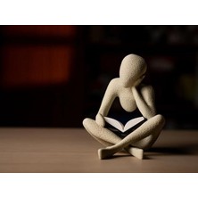 Ahes - Reader Kitap Okuyan Figür Biblo, Soyut Tasarım Kitaplık Aksesuarları, Modern Ofis ve Çalışma Masası Objeleri, Kitapseverlere Özel Ev Hediyesi 3D Yazıcı Ürünü