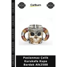 Carlburn Özel Üretim Metal Gotik Tasarım Hediyelik Paslanmaz Çelik Kurukafa Kupa Bardak ALK2588